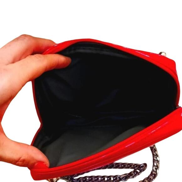 DIOR Crossbody Purse 6.5" Square RED GLOSSY converted Cosmetic bag w GOL… - Picture 10 of 16